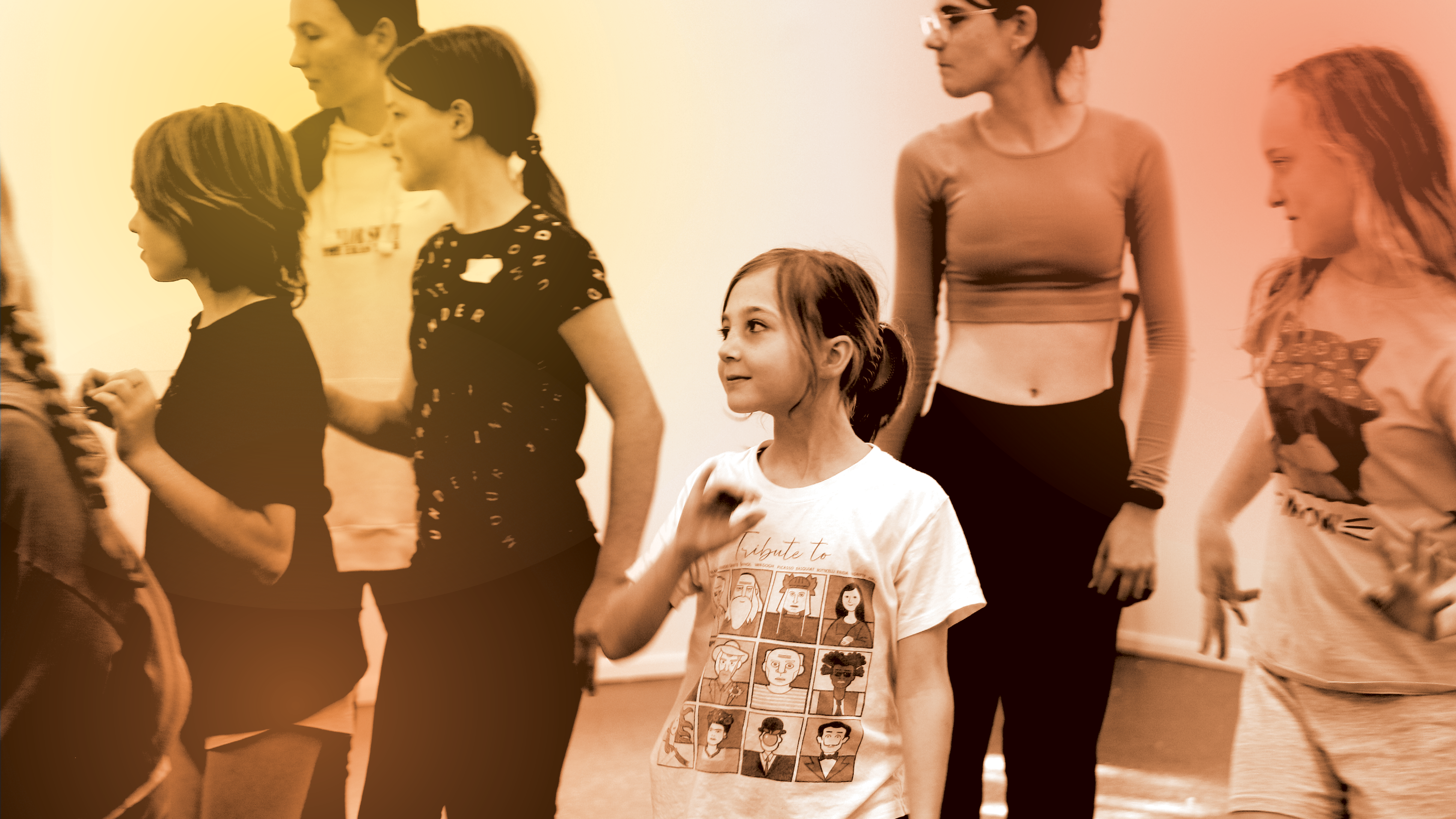 Young people learning choreography in a dance studio.